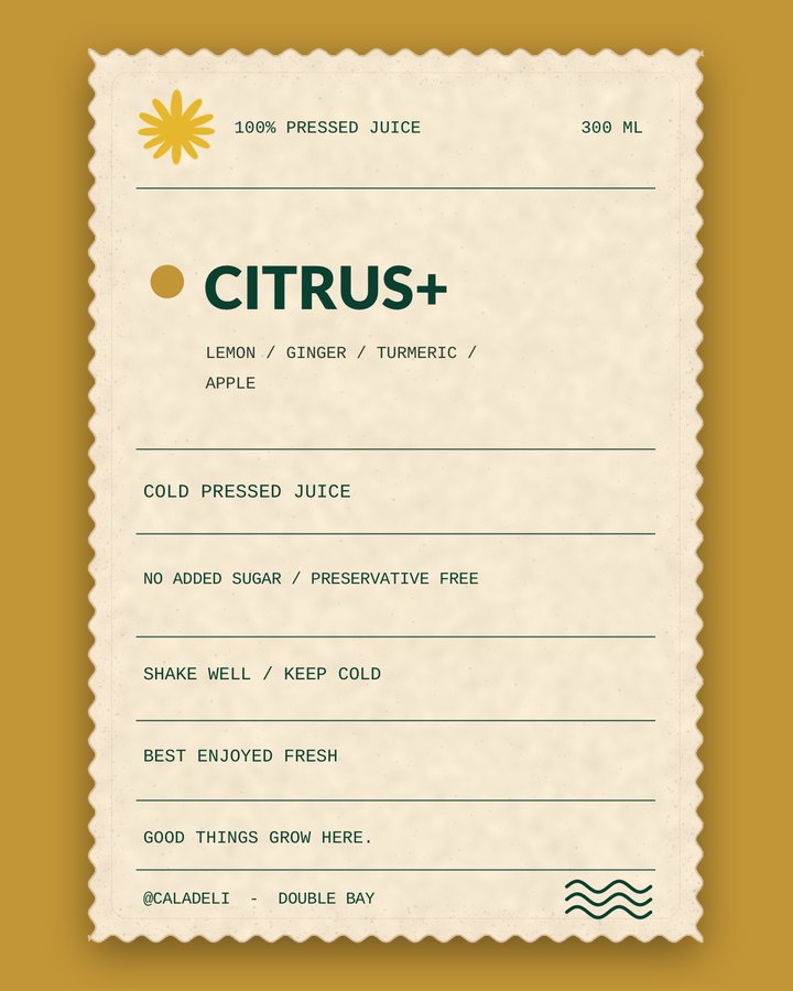 Citrus+ &mdash; pressed juice label
